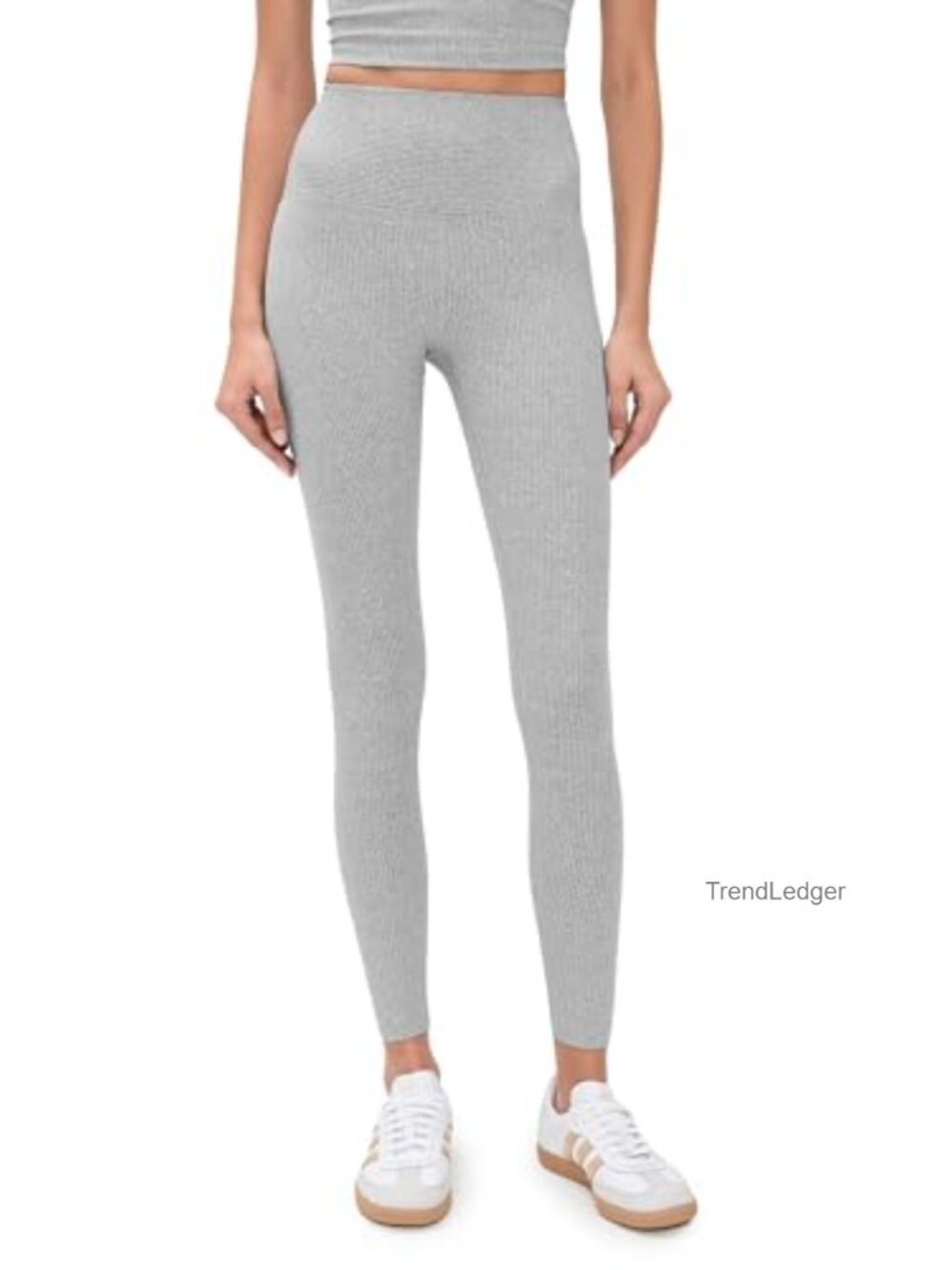 Ribbed 7/8 Leggings High Rise Compression Yoga Gym Workout